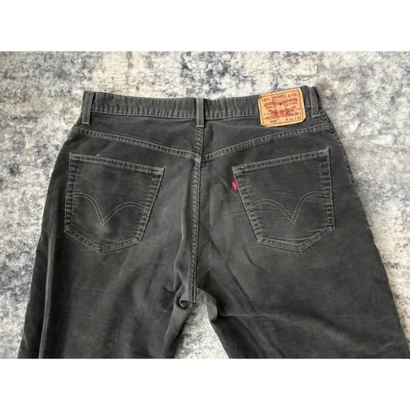 Levis 559 Corduroy Pants Mens 36x32 Gray Relaxed Fit Straight‎ Leg Preppy Casual - Picture 9 of 16